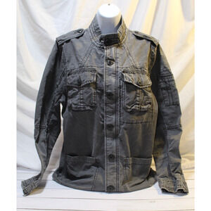 Lucky Brand Women's M Gray Utility/Military Jacket Full Zip & Button Grunge